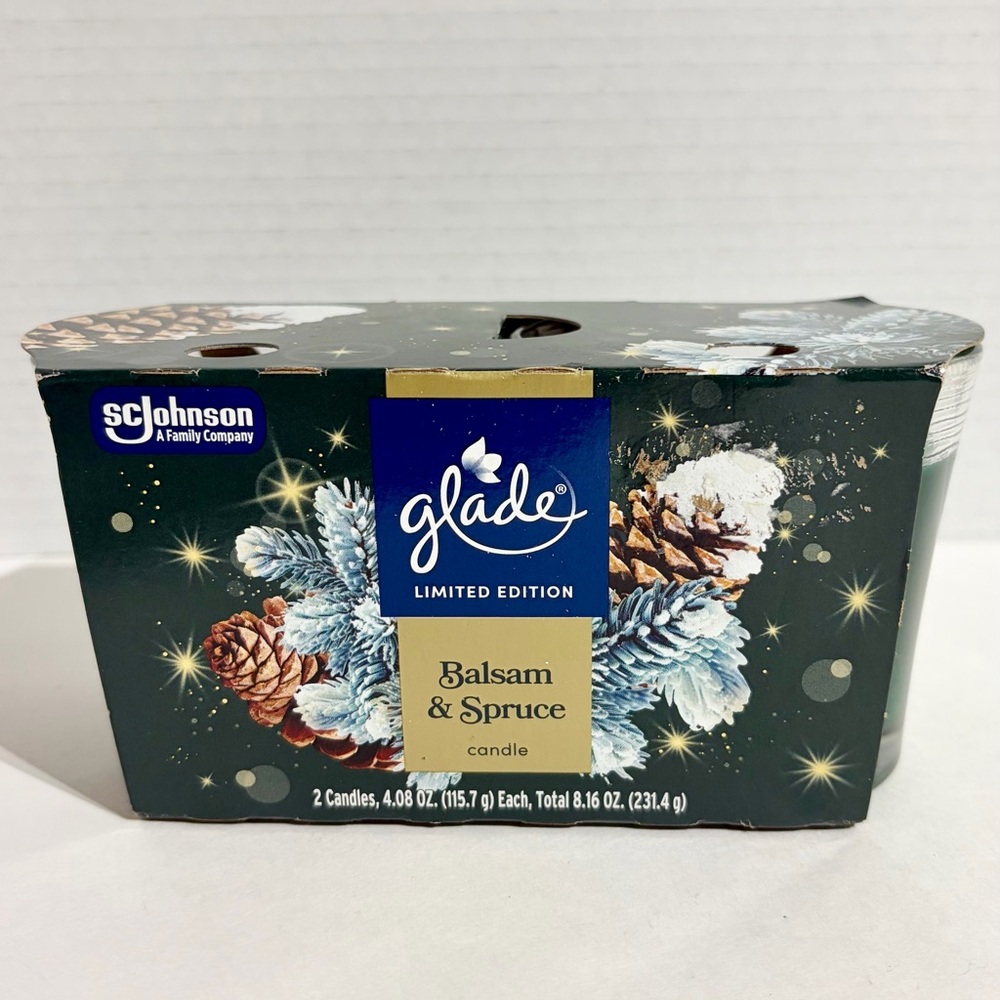 Glade Limited 1 Wick Scented Candle Candles Jar Balsam Spruce Green 2 Pack NEW